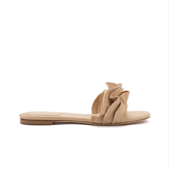 Larroudé Ivy Ruffle Raffia Slide Sandal- only worn once! - Picture 3 of 3